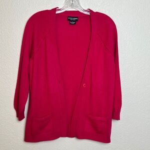Sutton Cashmere Fuchsia Pink Single Button Cardigan Sweater